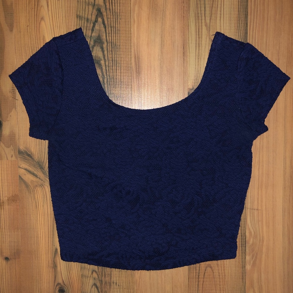 Garage navy blue crop top